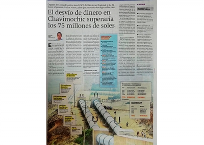 El desvío de dinero en Chavimochic superaría los 75 millones de soles (Fuente: La Industria)