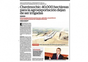 Chavimochic: 40,000 hectáreas para la agroexportación dejan de ser irrigadas (Fuente: Correo)