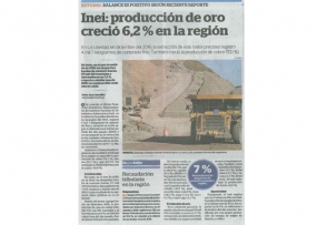 Inei: Producción de oro creció 6,2 % en la región (Fuente: La Industria)