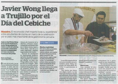 Javier Wong llega a Trujillo por el Día del Cebiche (Fuente: La Industria)