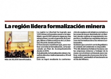 La región lidera formalización minera (Fuente: Diario Correo)