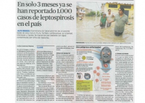 En solo 3 meses ya se han reportado 1.000 casos de leptospirosis en el país (Fuente: La República)
