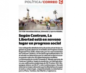 Según Centrum, La Libertad está en noveno lugar en progreso social (Fuente: Diario Correo)