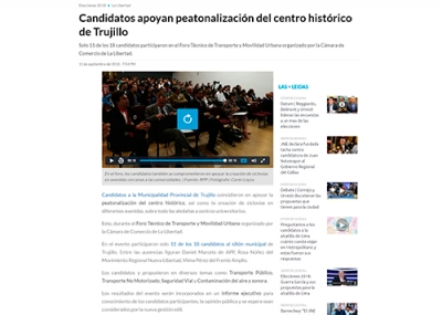 Candidatos apoyan peatonalización del centro histórico de Trujillo (Fuente: Proactivo)