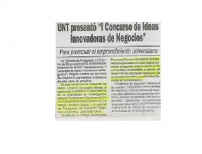 UNT presentó “I Concurso de Ideas Innovadoras de Negocios” (Fuente: Satélite)