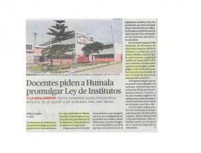 Docentes piden a Humala promulgar Ley de Institutos (Fuente: La República)