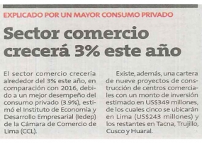 Sector comercio crecerá 3 % este año (Fuente: Perú21)