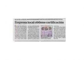 Empresa local obtiene certificación (Fuente: La Industria)