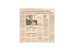“Concesionario de Chavimochic III debe asegurar que va a conseguir financiamiento” (Fuente: Gestión)