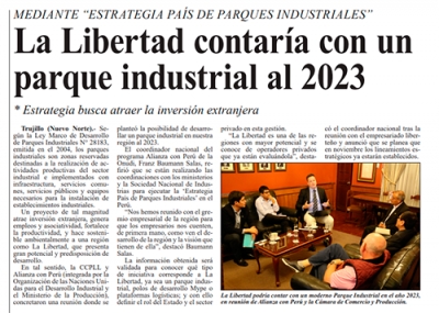 La Libertad contaría con un parque industrial al 2023 (Fuente: Nuevo Norte)