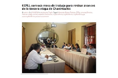 CCPLL convoca mesa de trabajo para revisar avances de la tercera etapa de Chavimochic (Fuente: Trujillo Informa.pe)