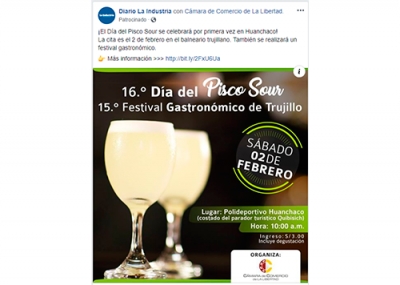 El Día del Pisco Sour se celebrará por primera vez en Huanchaco (Fuente: Diario La Industria)