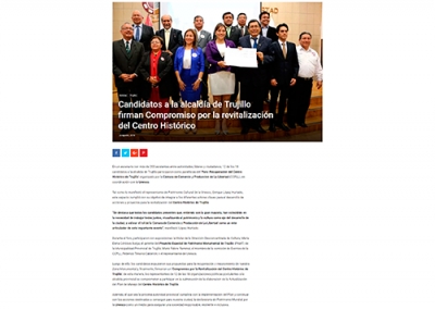 Candidatos a la alcaldía de Trujillo firman compromiso por la revitalización del Centro Histórico (Fuente: De Trujillo)