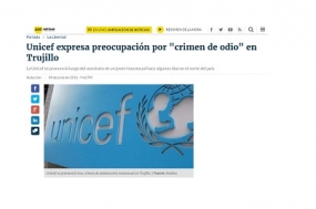 Unicef expresa preocupación por &quot;crimen de odio&quot; en Trujillo (Fuente: RPP)