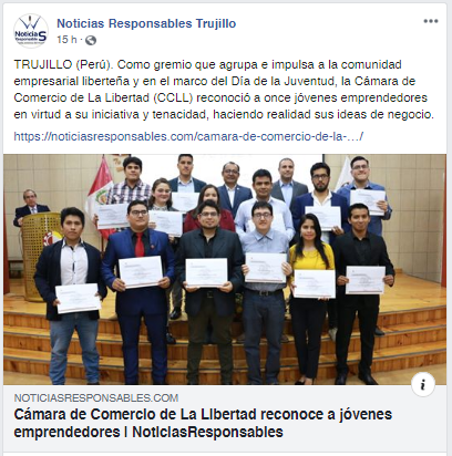 26.09.19.16 Noticias Responsables Facebook Cámara de Comercio premia a jóvenes emprendedores