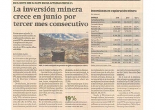 La inversión minera crece en junio por tercer mes consecutivo (Fuente: Gestión)
