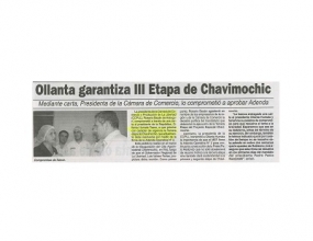 Ollanta garantiza III Etapa de Chavimochic (Fuente: Satélite)