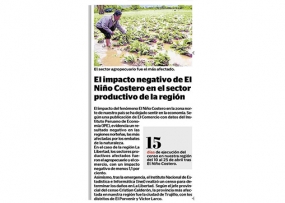 El impacto negativo de El Niño costero en el sector productivo de la región (Fuente: Correo)