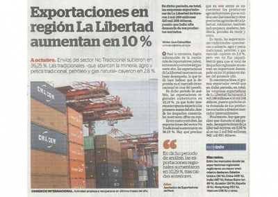 Exportaciones en región La Libertad aumentan en 10 % (Fuente: La Industria)