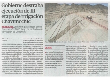Gobierno destraba ejecución de III etapa de irrigación Chavimochic (Fuente: La República)