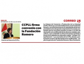 CCPLL firma convenio con la Fundación Romero (Fuente: Correo)