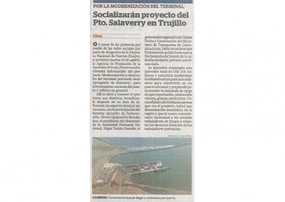 Socializarán proyecto del Pto. Salaverry en Trujillo (Fuente: La Industria)