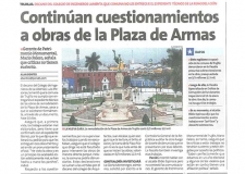Continúan cuestionamientos a obras de la Plaza de Armas(Fuente: La República)